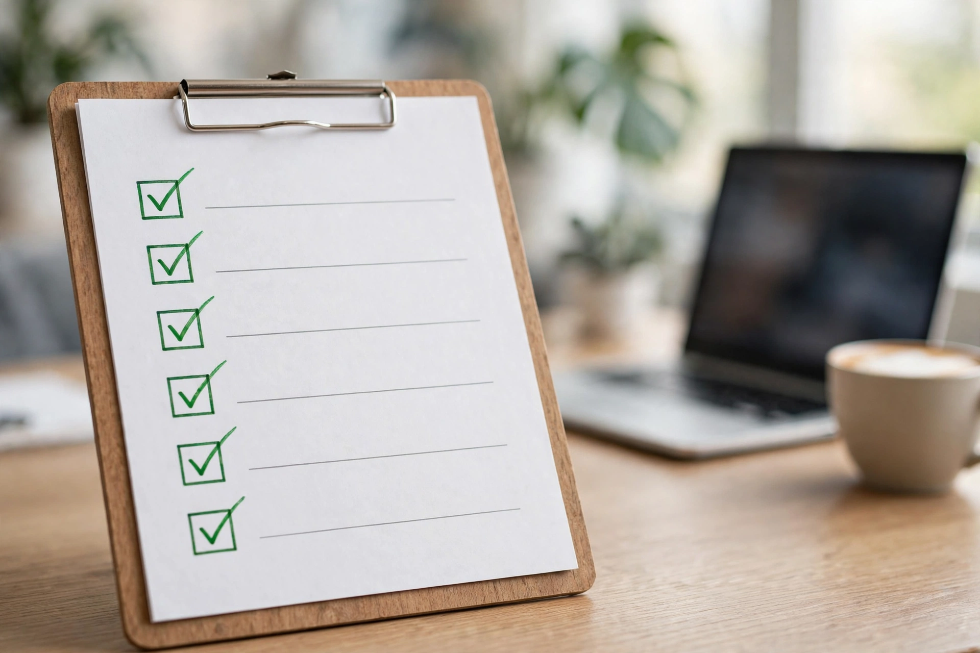 A website maintenance checklist with checkmarks on a clipboard