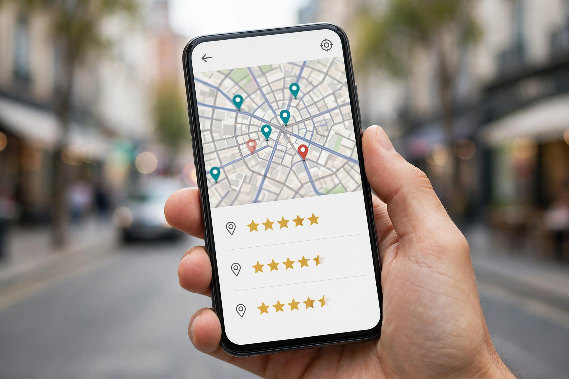Smartphone showing Google Maps search results for a dentist near me